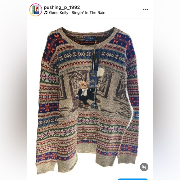 POLO RALPH LAUREN SIGNING IN THE RAIN BEAR KNIT - Picture 1 of 3